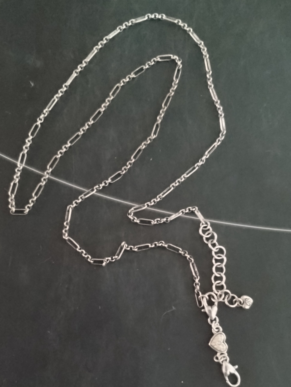 Vintage Brighton Silver tone Heart Charm Pendant Necklace 19"
